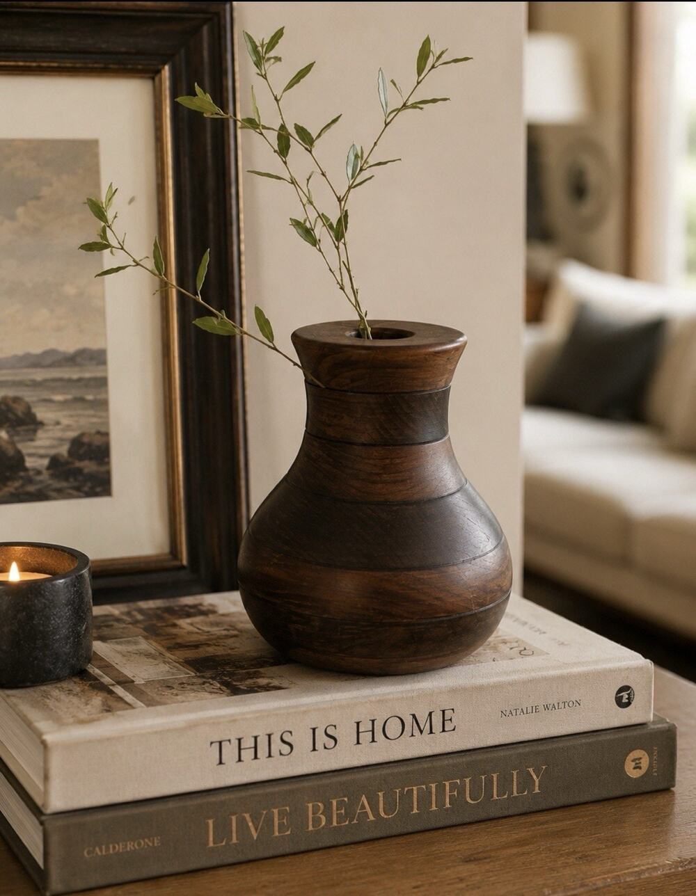 Vintage Hand Turned Wood Bud Vase Lathe Turned Hardwood Vase Rustic MCM